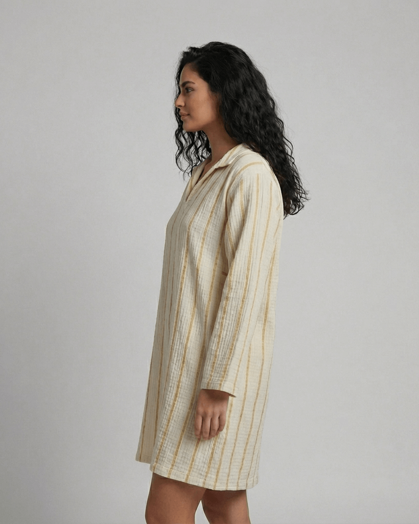 Long Sleeve Linen-Cotton Poncho Beach Cover-Up