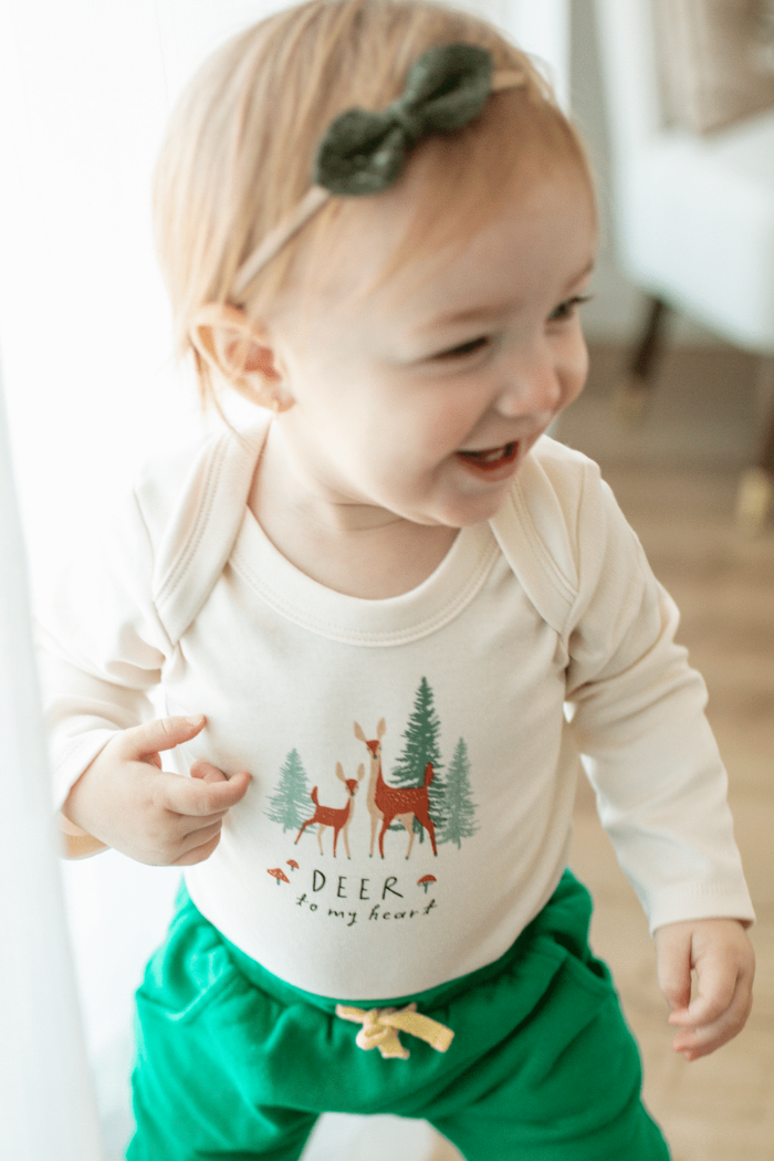 Deer To My Heart Long Sleeve Lap Bodysuit | Finn + Emma