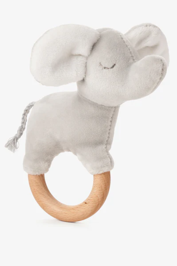 Elephant Rattle Wooden Ring | Elegant Baby