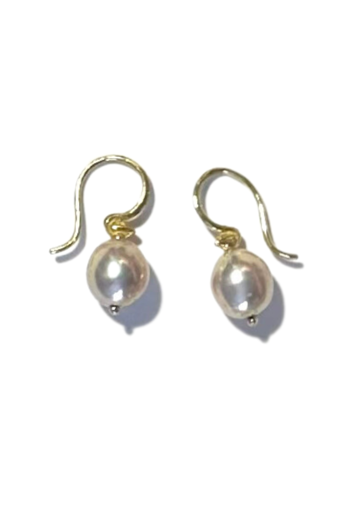 Electric Luster Pink Freshwater Pearl 18k Single Seed Static Earwire | Gabrielle Sanchez
