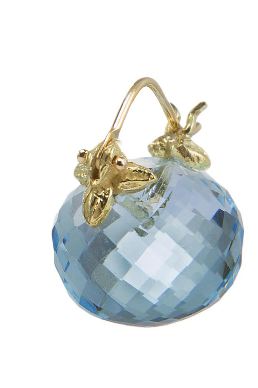 Gabrielle Sanchez 11x13mm Rondell Blue Topaz Flyer Earrings