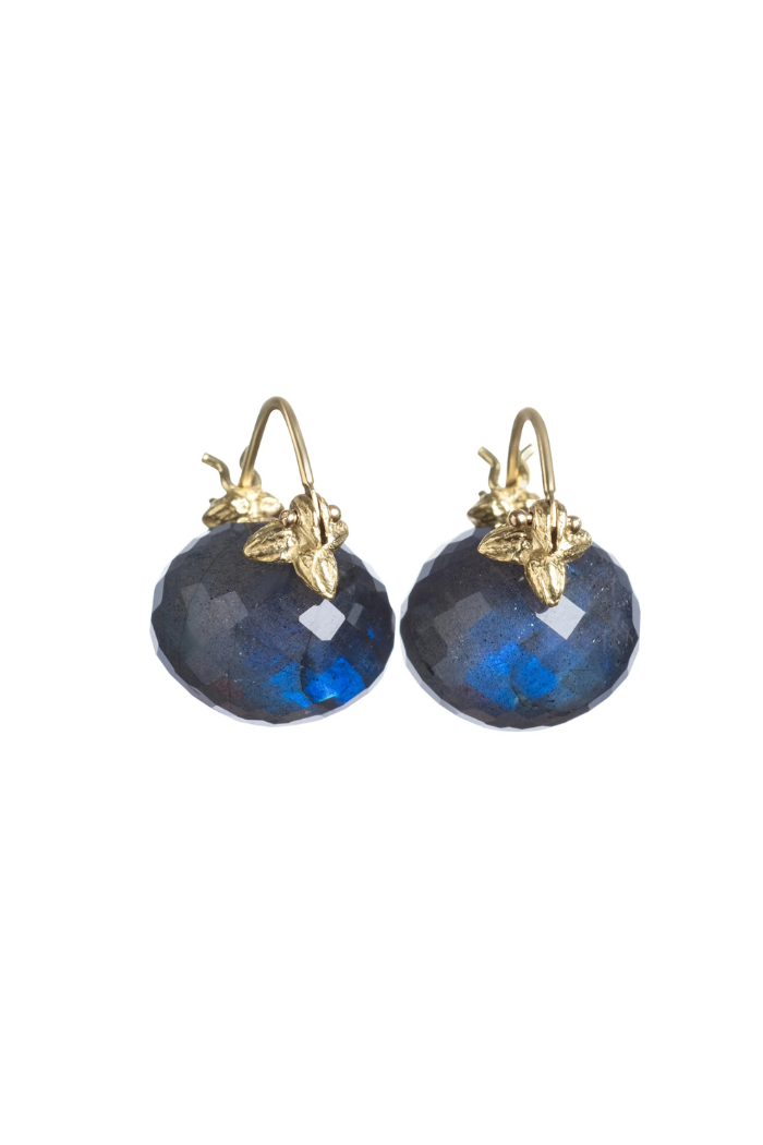 Faceted Labradorite Rondelle Flyer Earring 11x13mm 18k | Gabrielle Sanchez