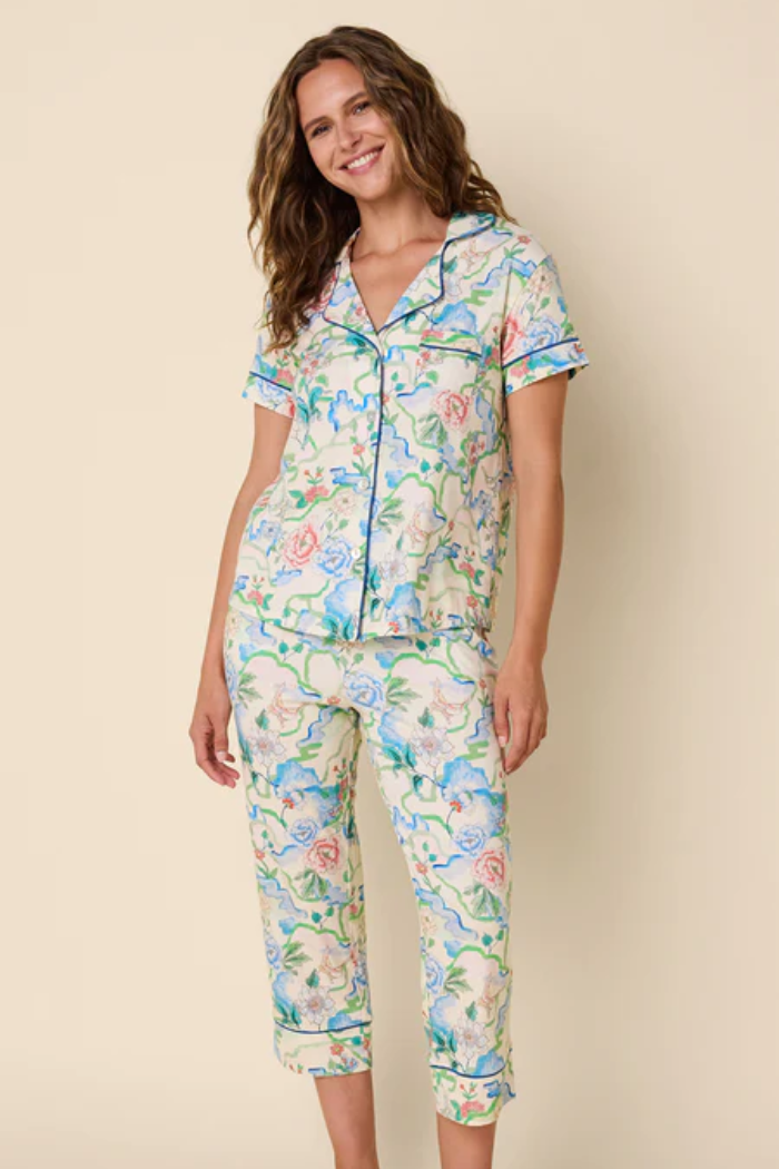 Butterfly Floral Pima Knit Capri Set | The Cat's Pajamas