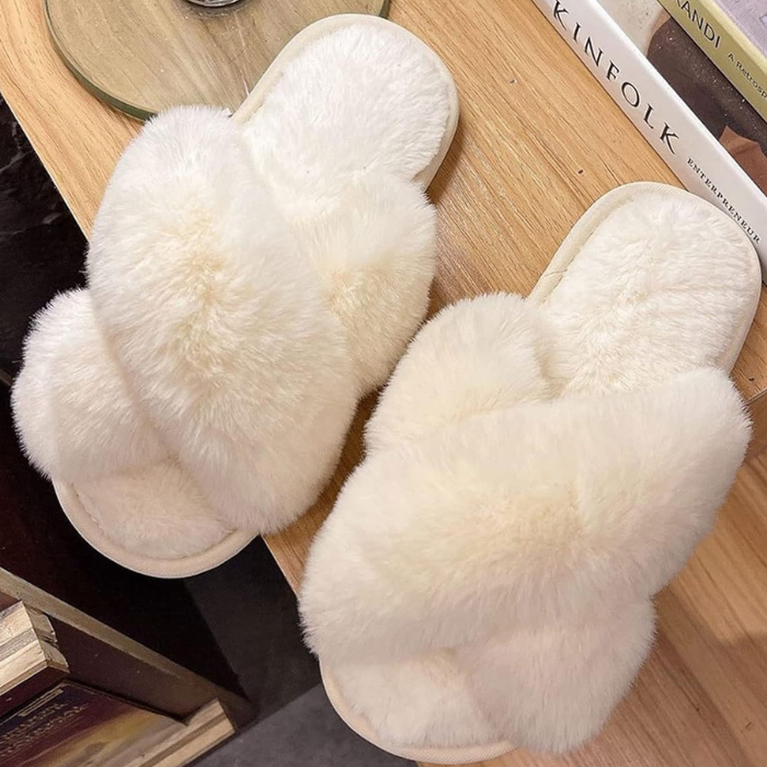 Women Luxury Fluffy Plush Slippers Wedding Shoes Bride
