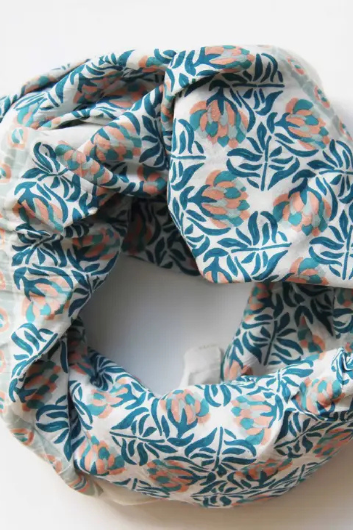 Heidi Blue Organic Cotton Scarf Medium