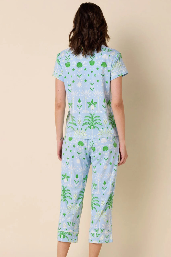 Tropicana Palm Pima Knit Capri Set | The Cat's Pajamas
