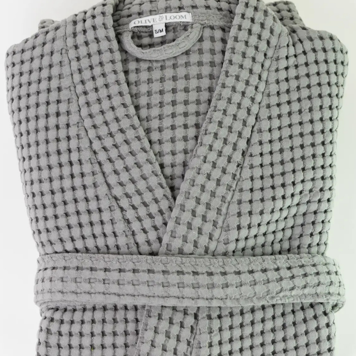 Turkish Cotton Waffle Robe Grey