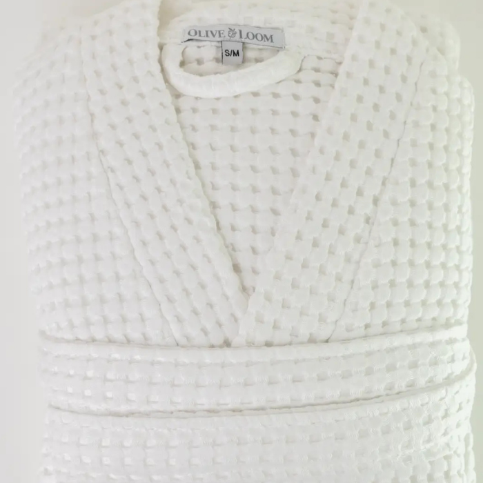 Turkish Cotton Waffle Robe White