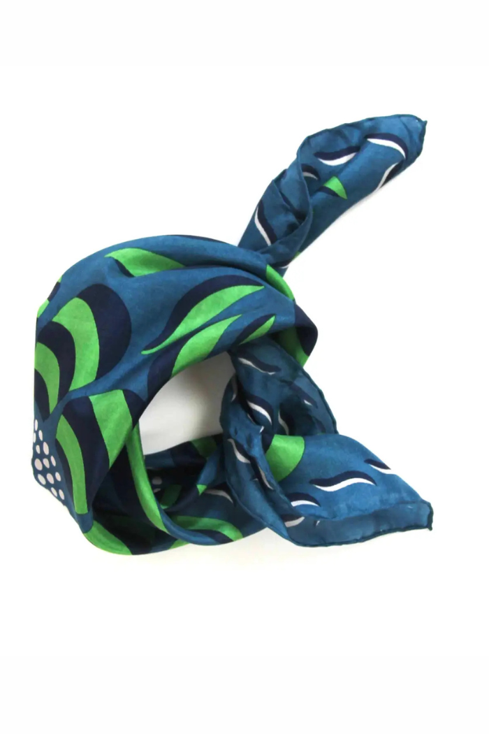 Forget-Me-Not Green Mini Silk Scarf | Les Belles Vagabondes