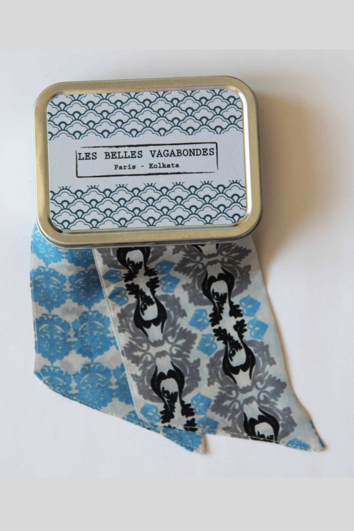 Marie Antoinette Blue Silk Headband | Les Belles Vagabondes