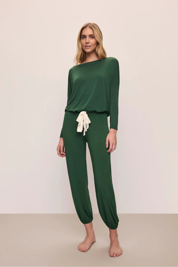 Eberjey Gisele TENCEL Modal Slouchy PJ Set — Pine/Ivory