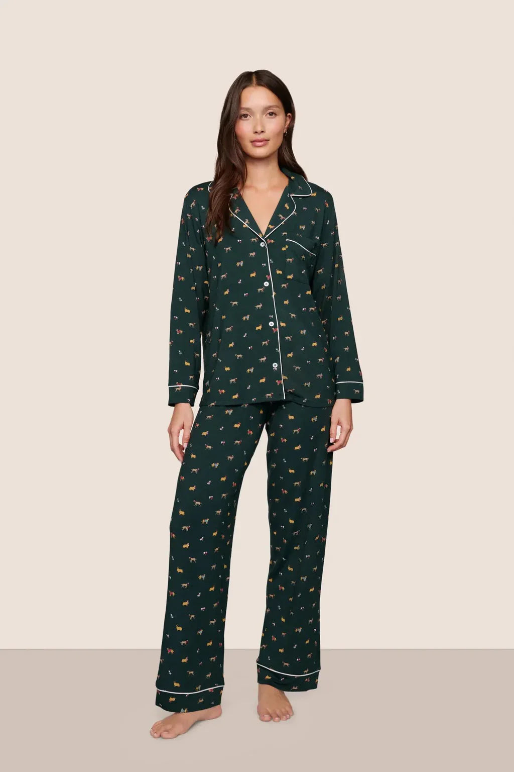 Eberjey Gisele Long PJ Set — Forest Pine alt 2