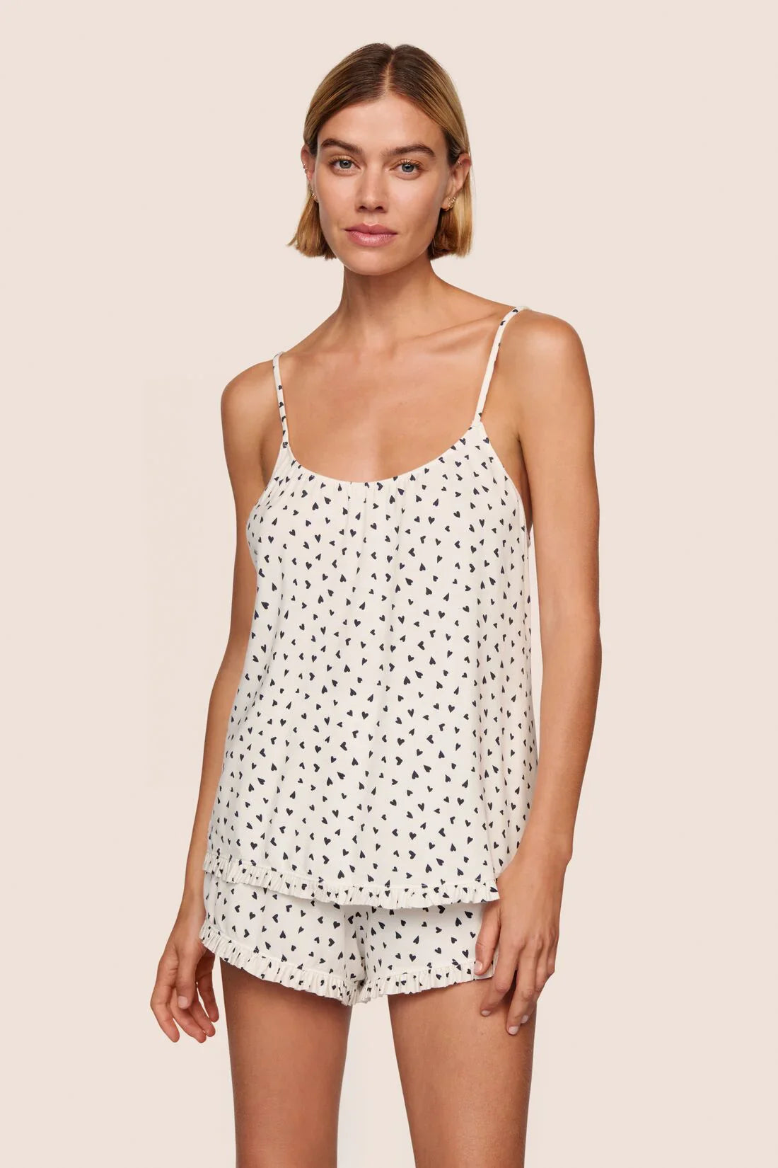 Eberjey Gisele Ruffle Cami & Shortie Short Set Heart to Heart - front