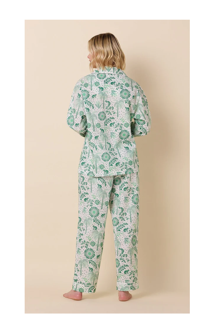 Palmera Green Luxe Pima Long Pajama Set | The Cat's Pajamas