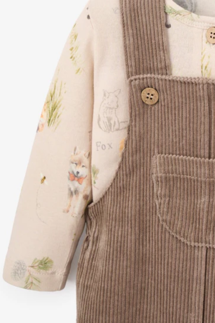 Wilderness Henley and Corduroy Overall Baby Set | Elegant Baby