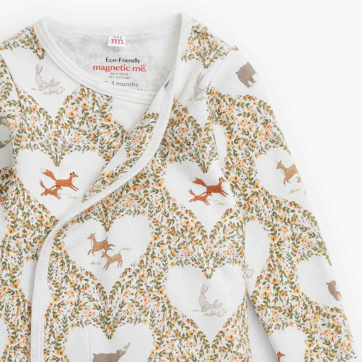Animal heart organic cotton gown + hat set