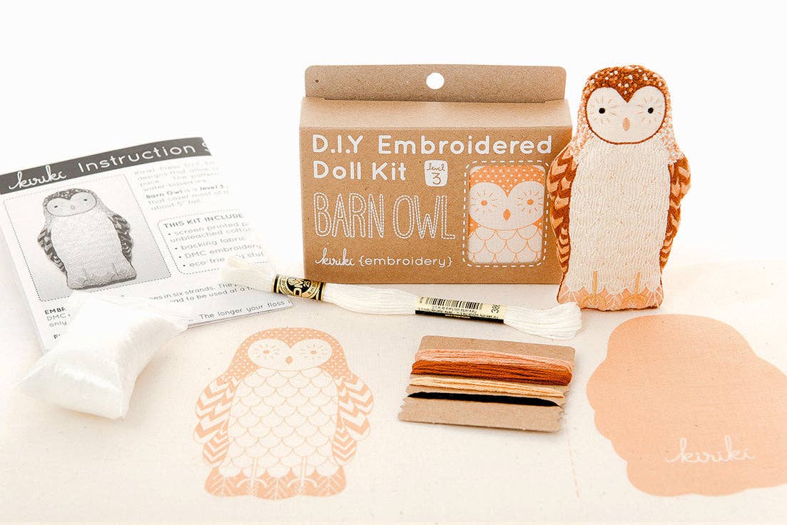Barn Owl Embroidery Kit | Kiriki Press