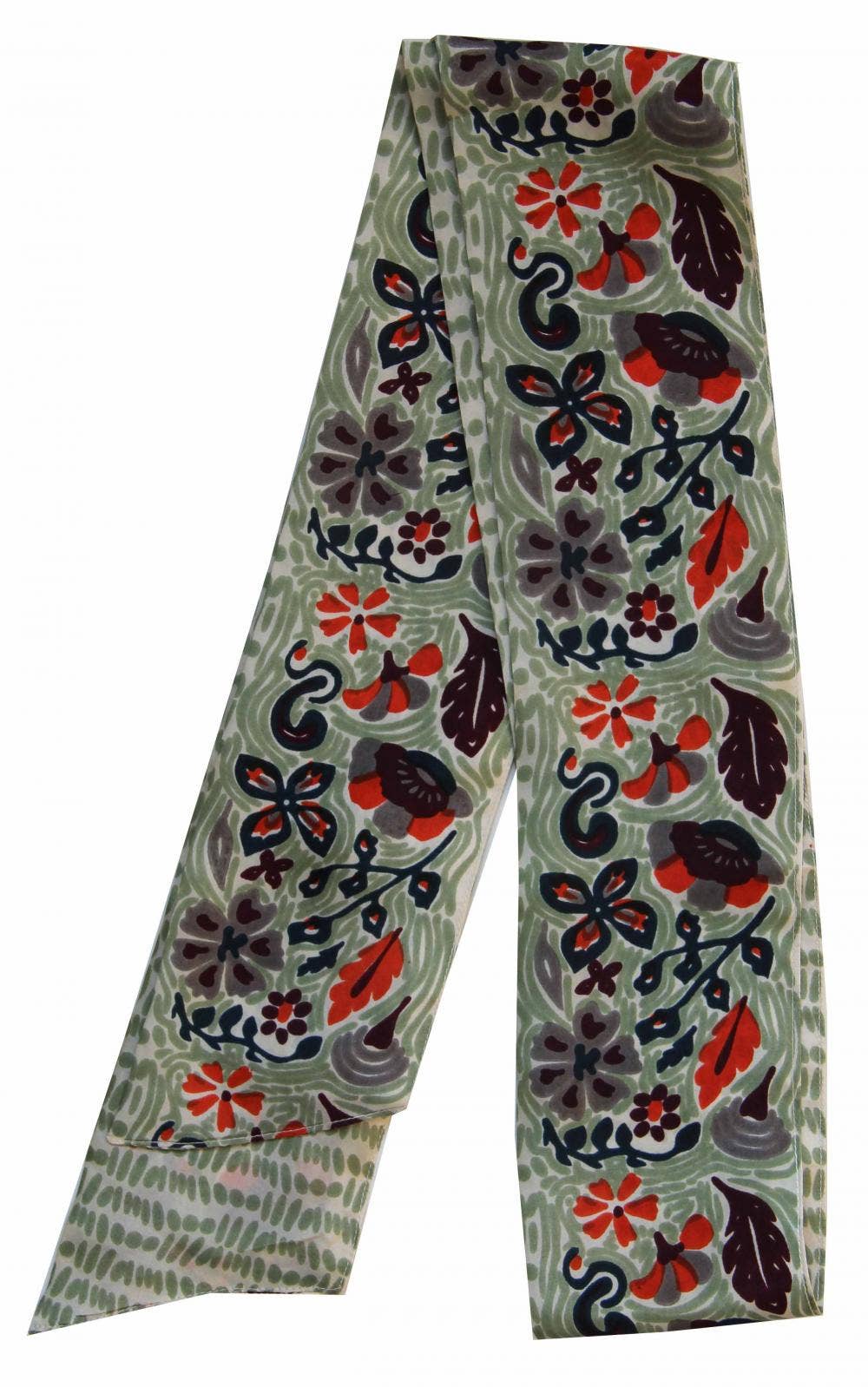 English Garden Khaki Silk Headband | Les Belles Vagabondes