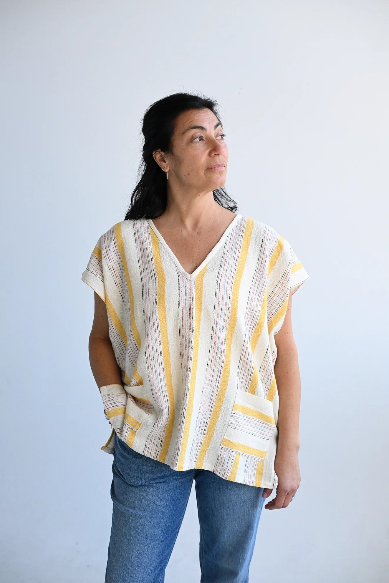 Yellow Ivory Montauk Short V-Neck Kaftan | Home & Loft
