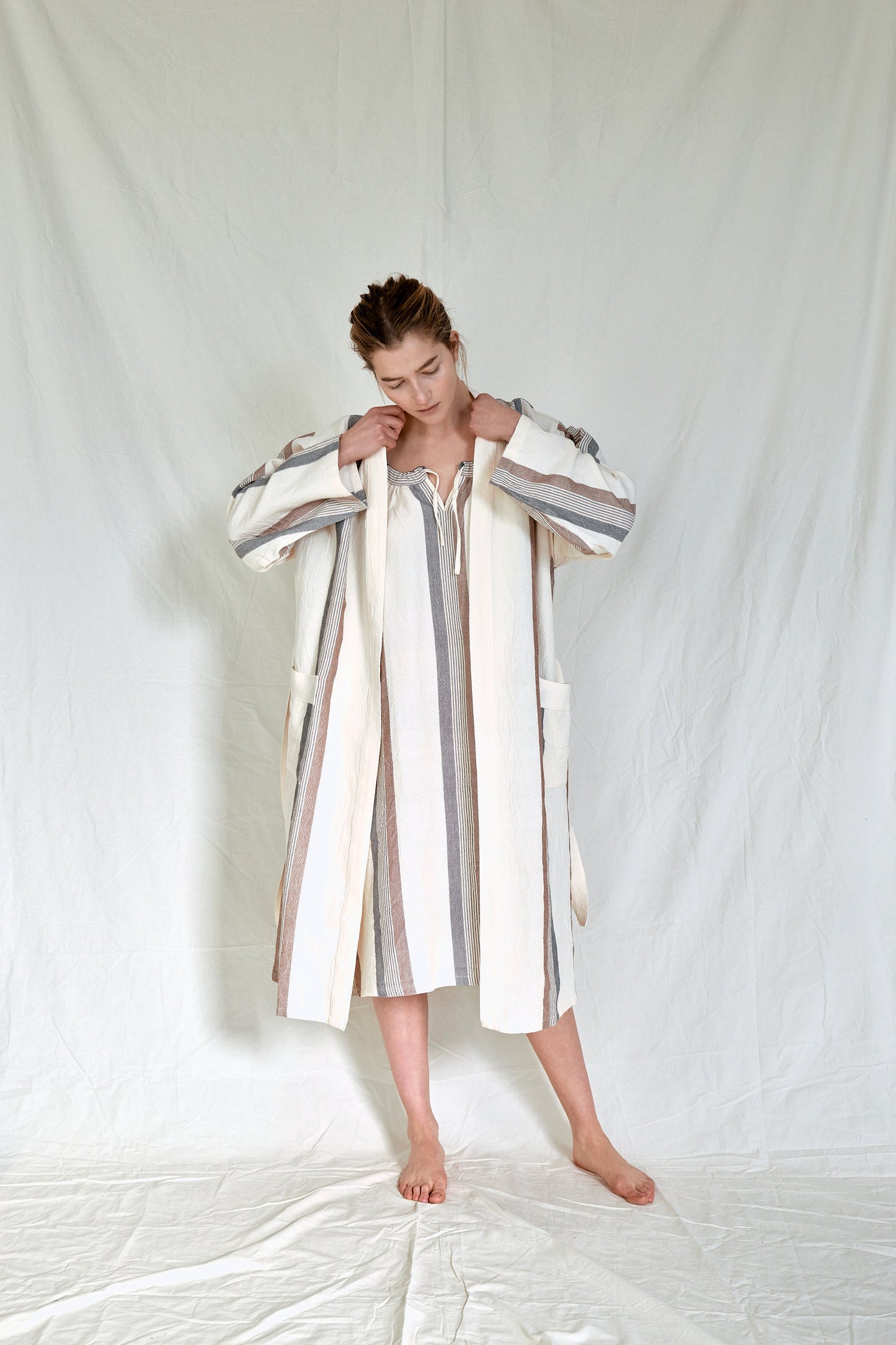 Brown Cream Nomad Long Bathrobe | Home & Loft