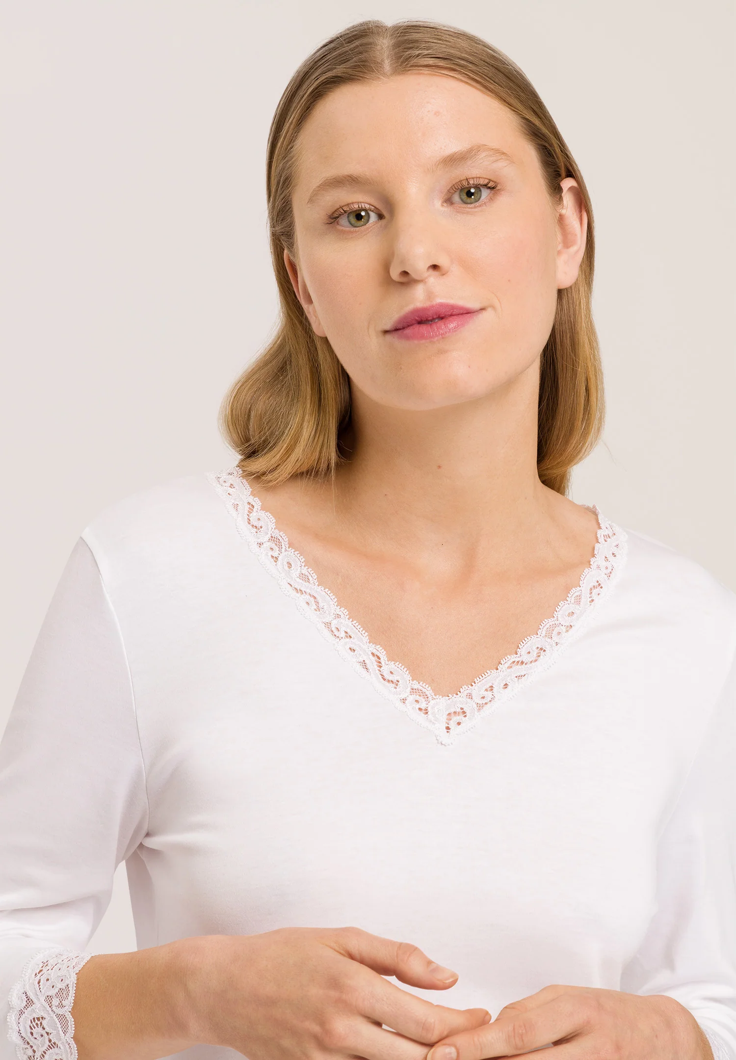 Lace Trim Cotton Nightgown | Hanro