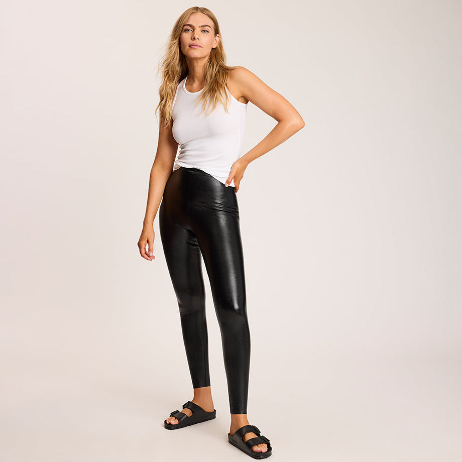 Commando Faux Leather Leggings with Perfect Control — front