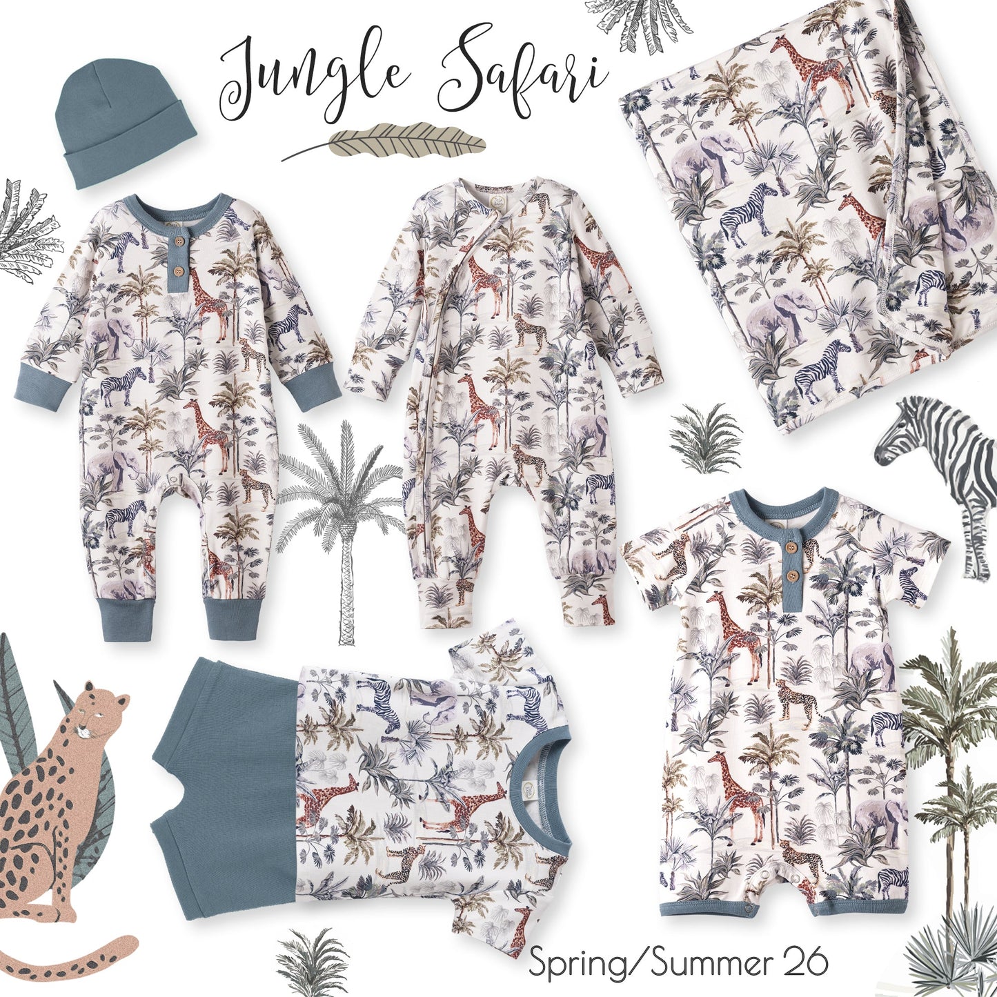 Jungle Safari Bamboo Stroller Blanket