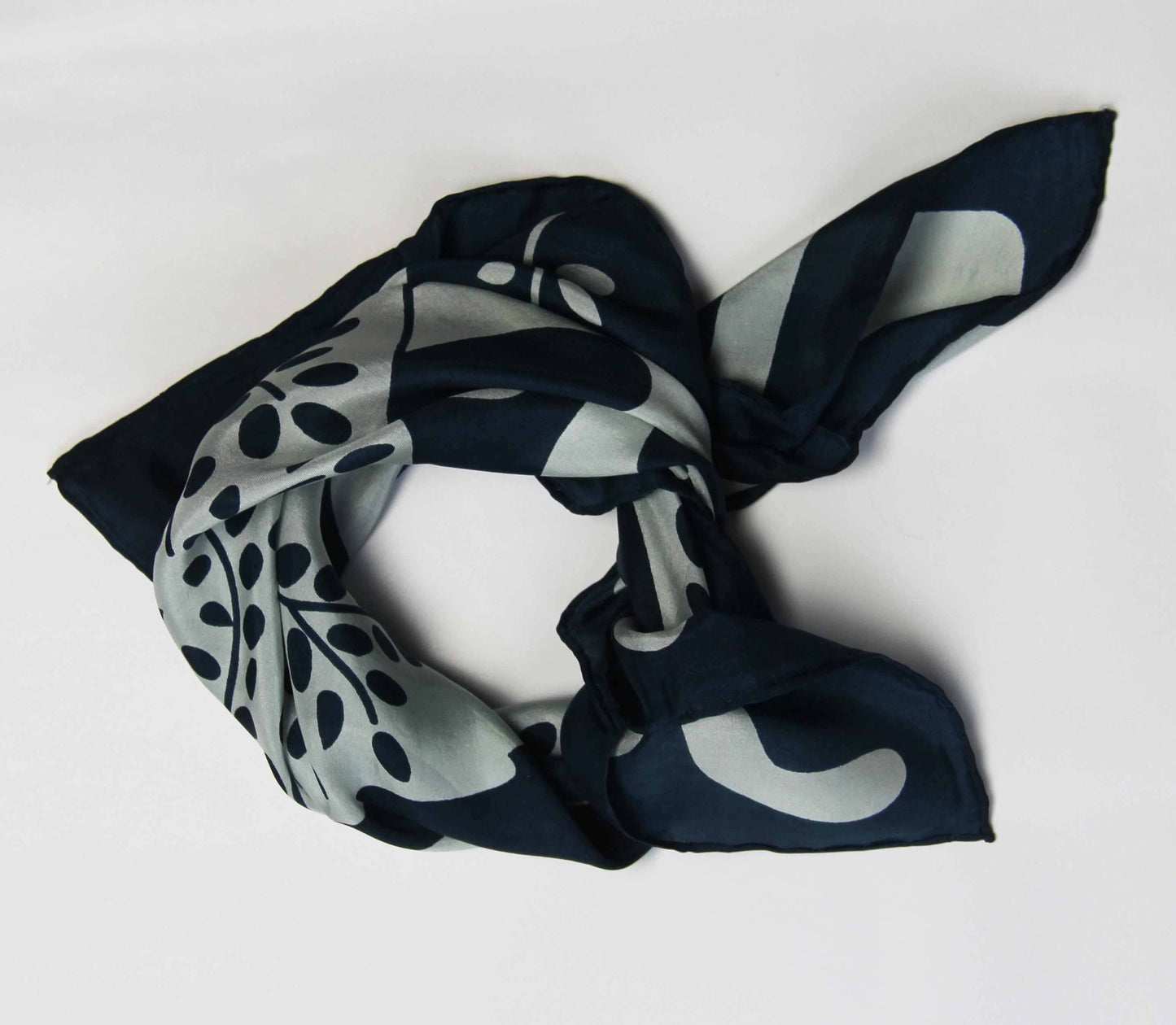 Peace and Love Marine Navy Mini Silk Scarf | Les Belles Vagabondes