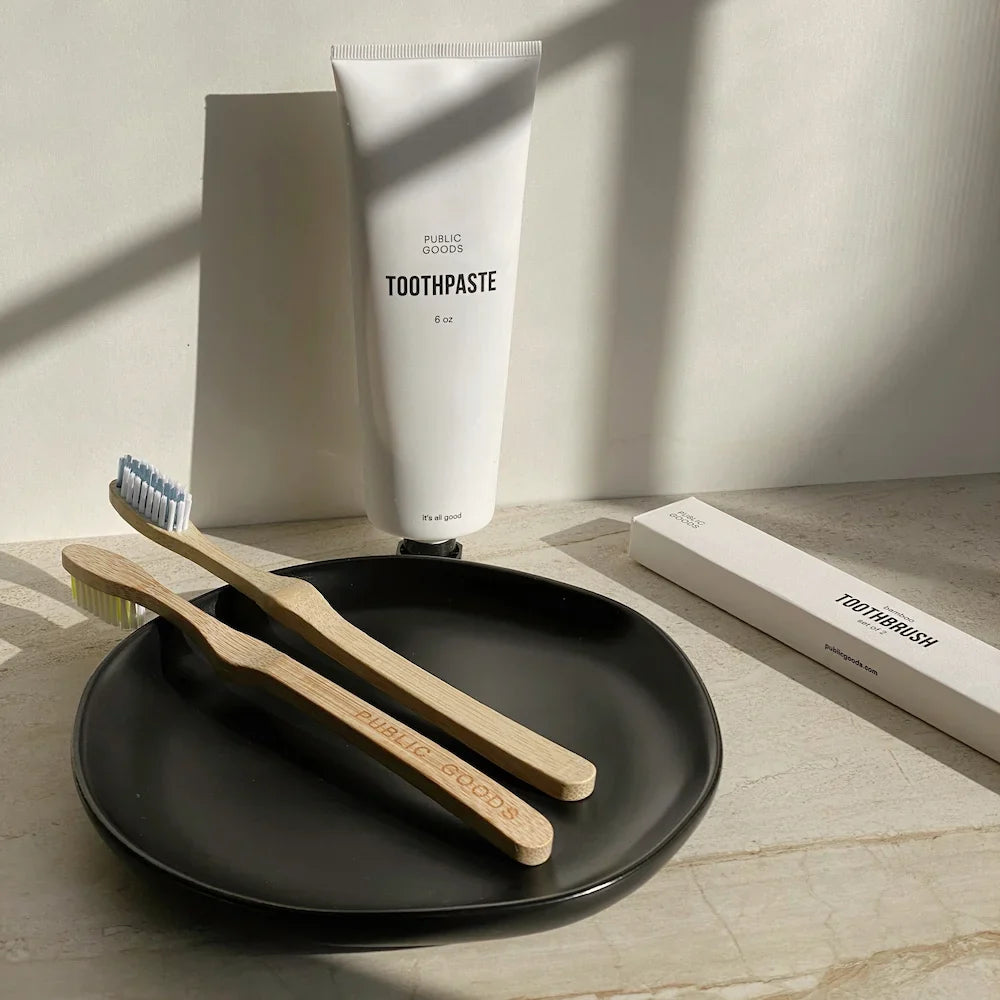 Toothbrush Set & Stoneware Toothbrush Holder
