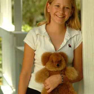 Alpaca Fur Teddy Bear Tan Champagne 12" Natural Plush Peru