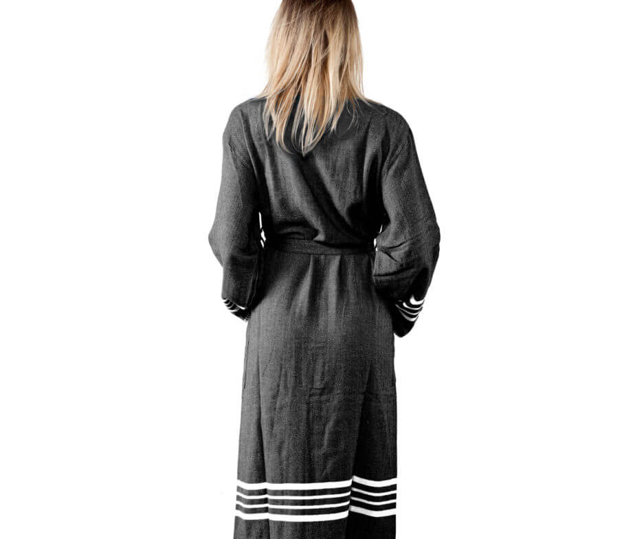 Buldano Organic Turkish Cotton Kimono Bathrobe — Lightweight Spa & Home Robe