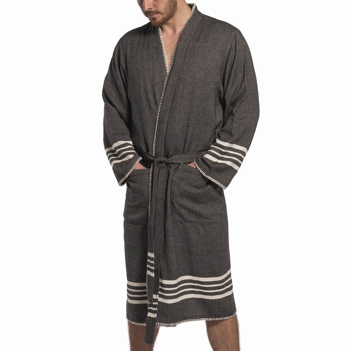 Buldano Organic Turkish Cotton Kimono Bathrobe — Lightweight Spa & Home Robe