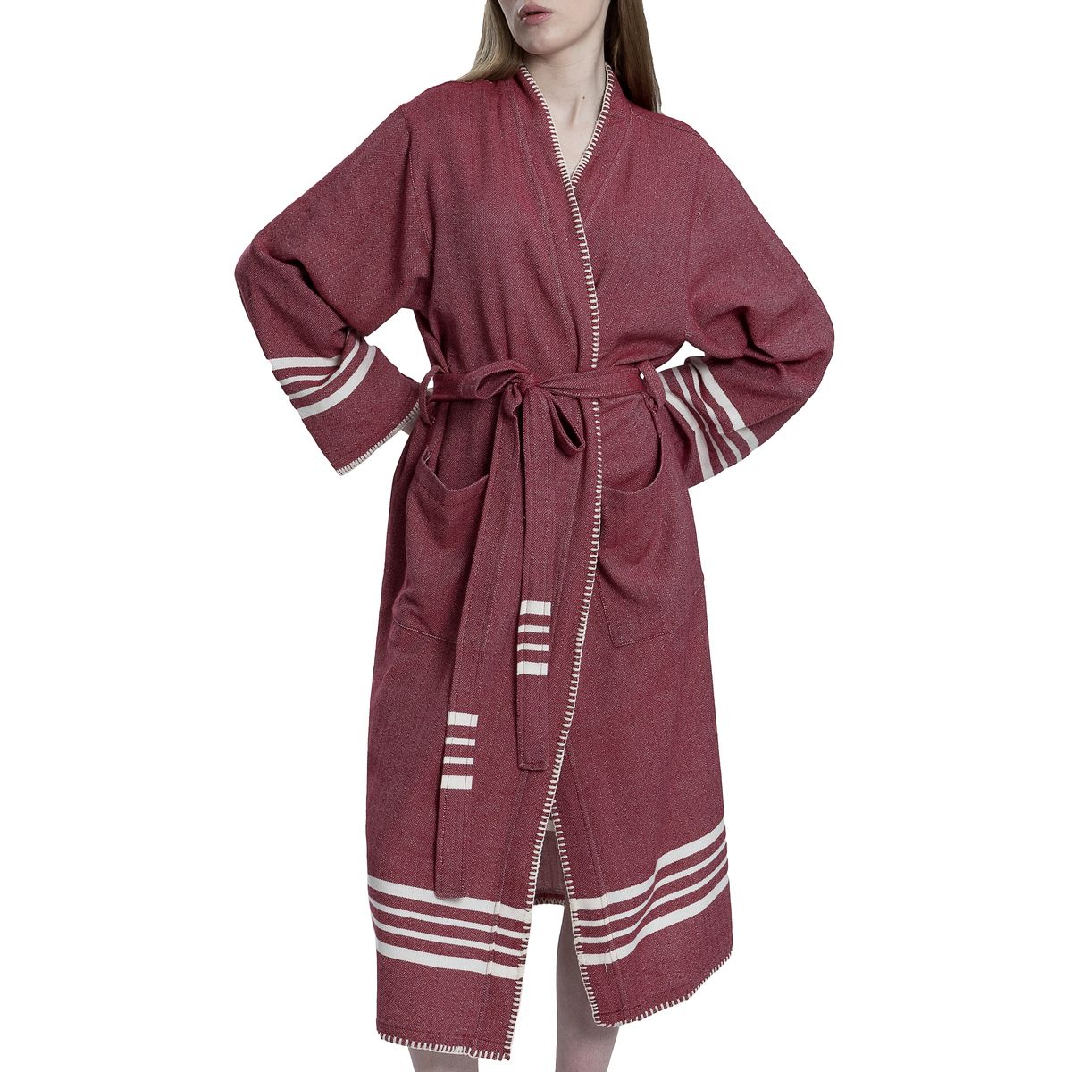 Buldano Organic Turkish Cotton Kimono Bathrobe — Lightweight Spa & Home Robe