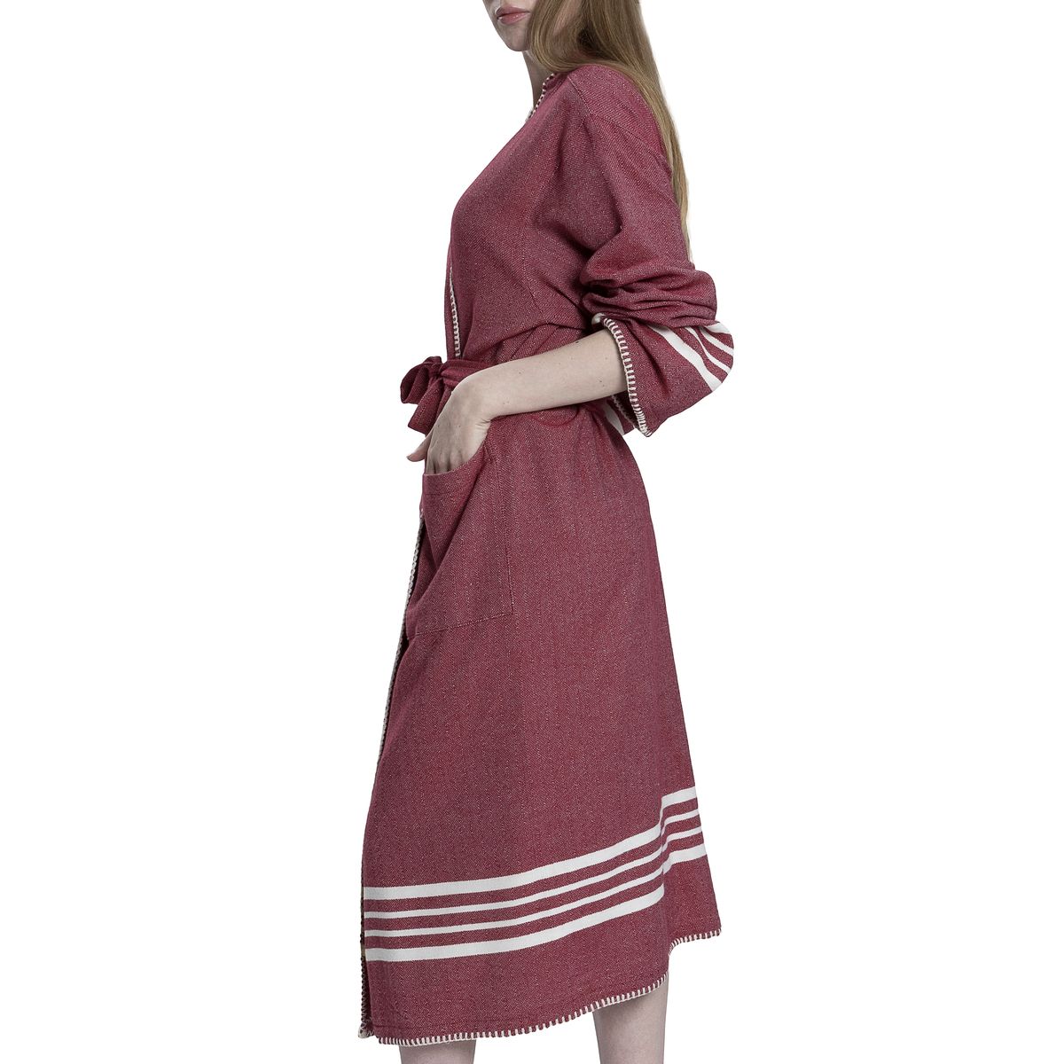 Buldano Organic Turkish Cotton Kimono Bathrobe — Lightweight Spa & Home Robe