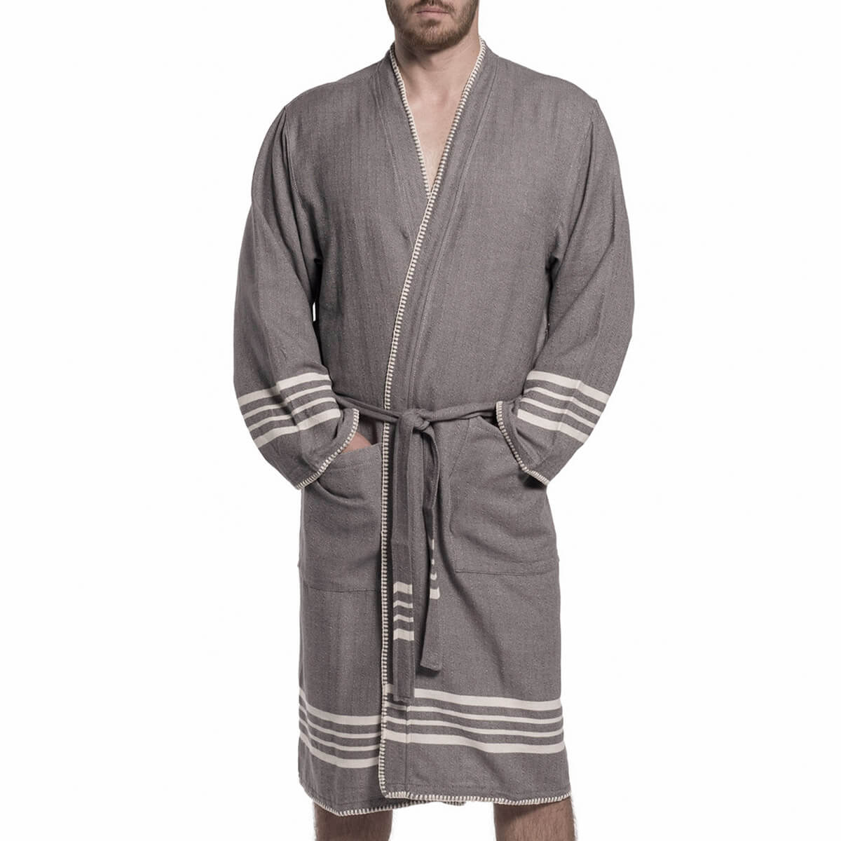 Buldano Organic Turkish Cotton Kimono Bathrobe — Lightweight Spa & Home Robe