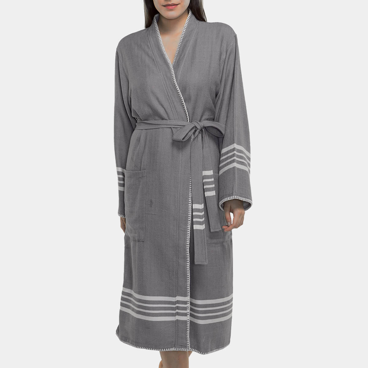 Buldano Organic Turkish Cotton Kimono Bathrobe — Lightweight Spa & Home Robe