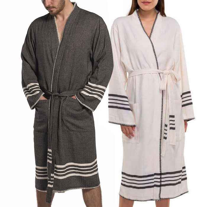 Organic turkish cotton kimono bathrobe – lightweight spa & home robe