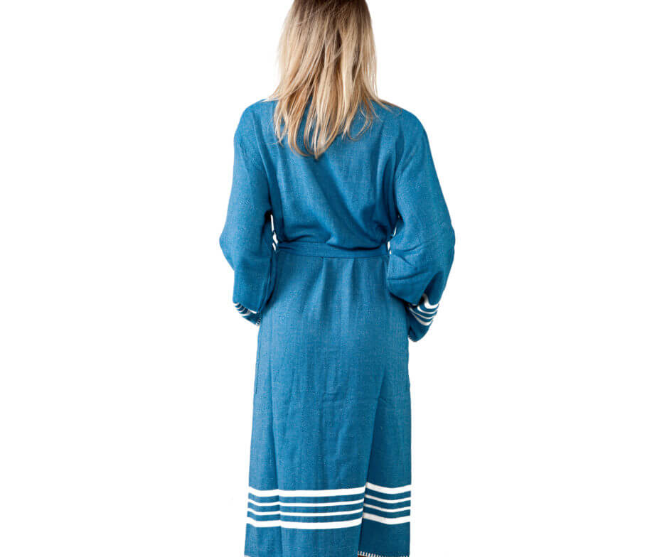 Buldano Organic Turkish Cotton Kimono Bathrobe — Lightweight Spa & Home Robe