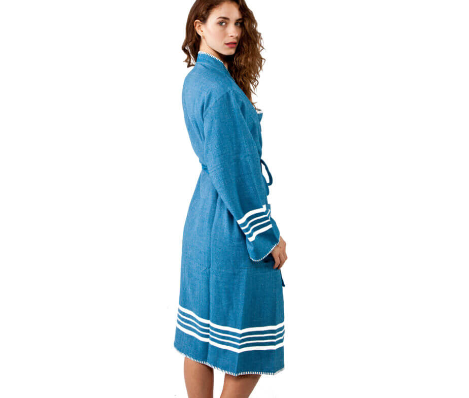 Buldano Organic Turkish Cotton Kimono Bathrobe — Lightweight Spa & Home Robe