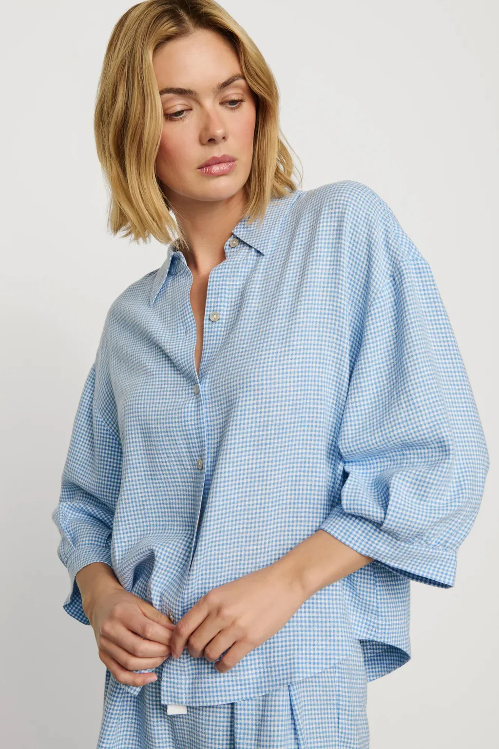 Linen Blend Relaxed Sleeve Top | Eberjey