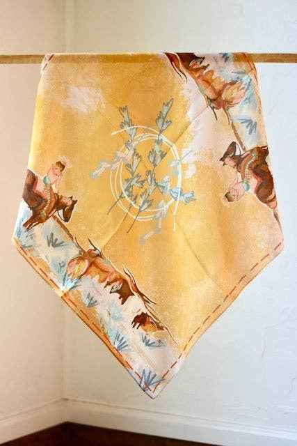 Longhorn open range cowgirl wild rag: western scarf bandana silk tencel wildrag