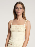 Calida Spaghetti Strap Top with Lace — Cream