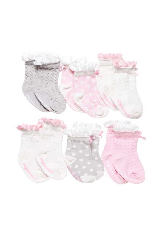 6-Pack Ruffled Baby Socks | Elegant Baby