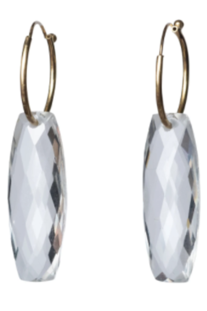 Faceted Clear Quartz Rectangle Dangle 26x10x5mm 14k | Gabrielle Sanchez