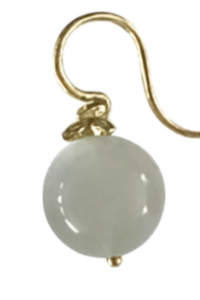 Smooth Green Moonstone Flyer Earwire 12mm 18k | Gabrielle Sanchez