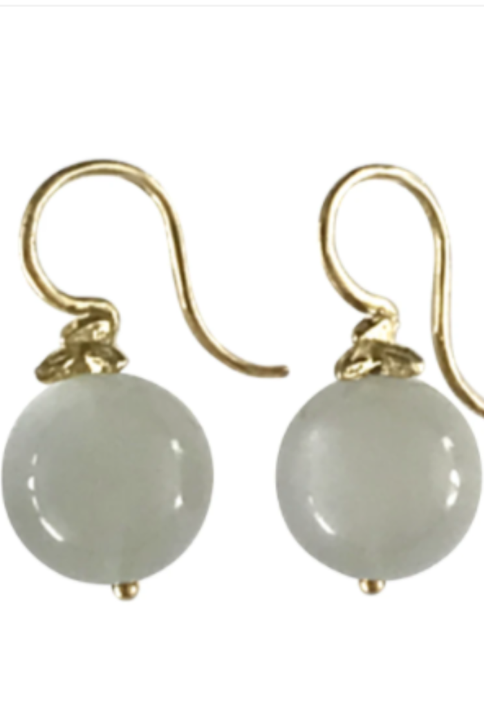 Smooth Green Moonstone Flyer Earwire 12mm 18k | Gabrielle Sanchez
