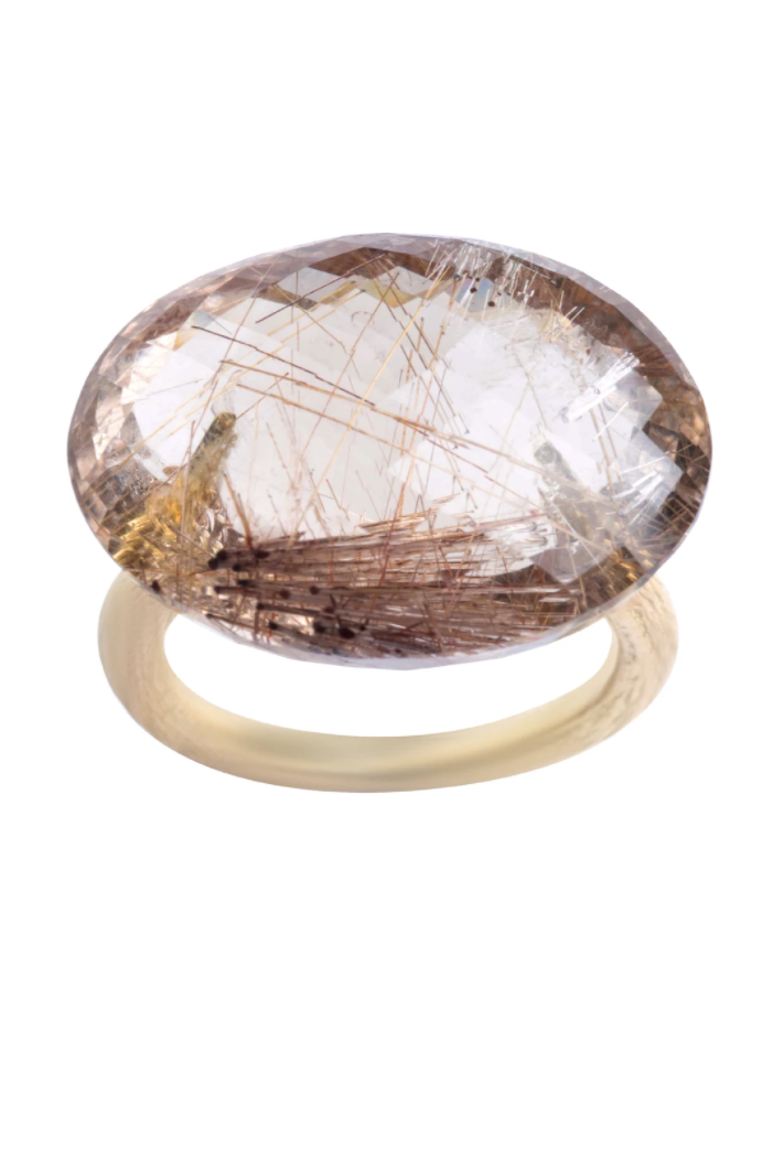 Faceted Oval Red Rutilated Quartz Twig Ring 23x16.8mm | Gabrielle Sanchez
