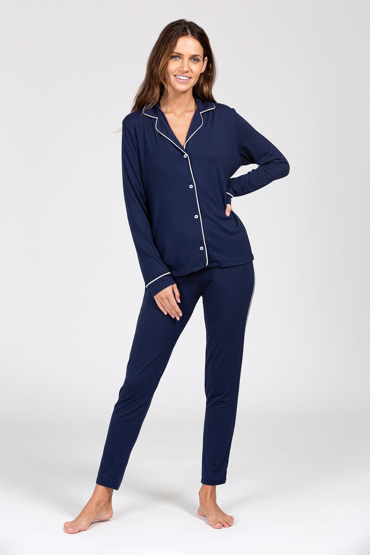 Gisele Tuxedo Slim PJ Set | Eberjey