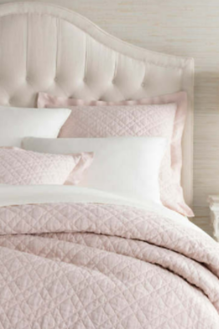 Washed Linen Slipper Pink Quilt King | Annie Selke