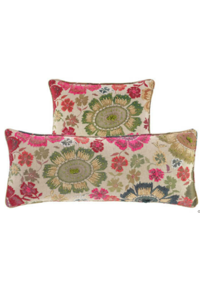 Peruvian Floral Embroidered Multi Pillow 16" Lumbar | Annie Selke